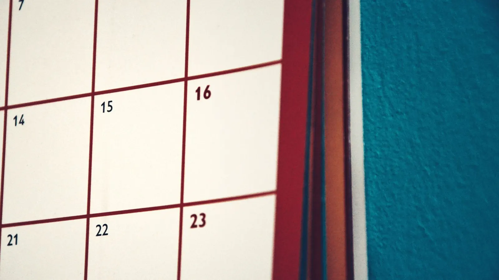 A close-up of a wall calendar